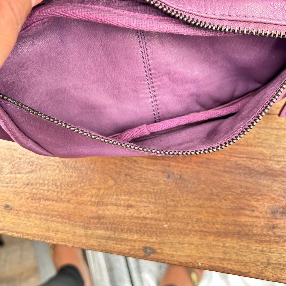 Free People Purple Goat Leather Studded Chain Belt Bag Fanny Pack Womens - Picture 9 of 11